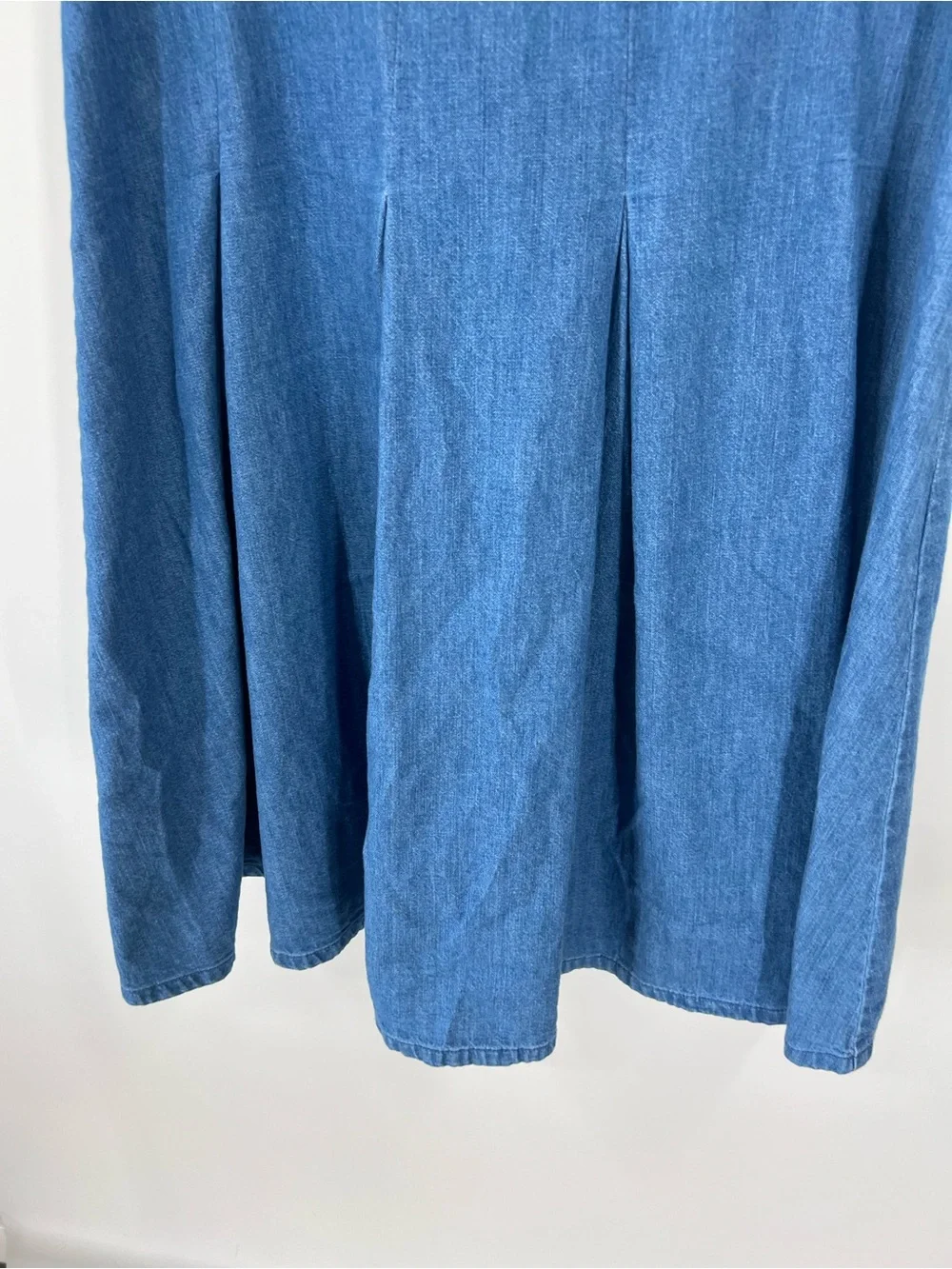 J. Crew Pleated Chambray Denim Sleeveless Square Neck Dress